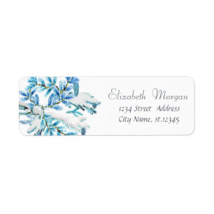 Blue Pine Tree Branches, Holiday,Christmas Label