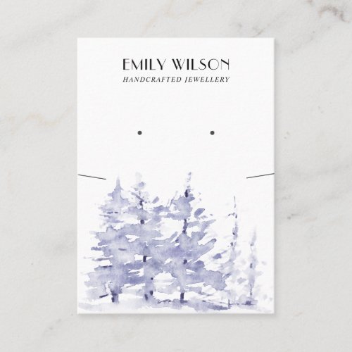 BLUE PINE TREE FOREST NECKLACE EARRING DISPLAY BUSINESS CARD