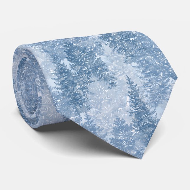 Blue Pine Tree Pattern Neck Tie (Rolled)