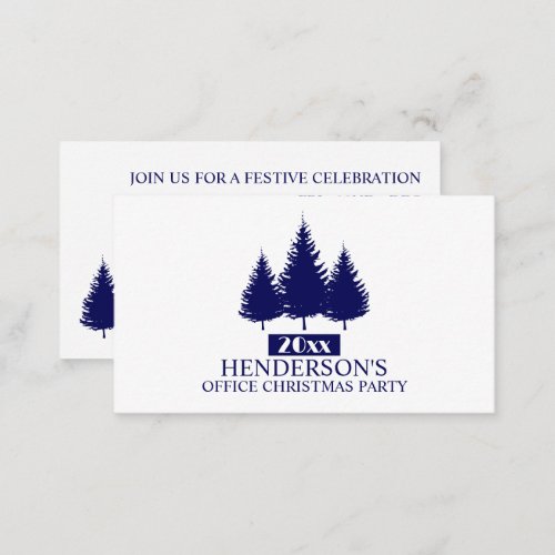 Blue Pine Tree Silhouettes Christmas Party Ticket Enclosure Card
