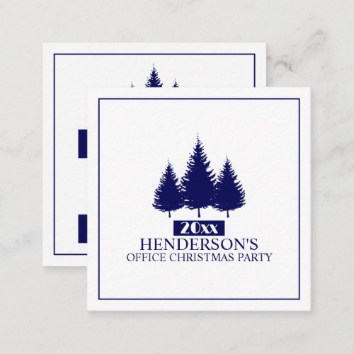Blue Pine Tree Silhouettes Christmas Party Ticket Enclosure Card