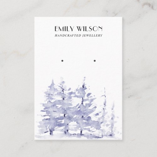 BLUE PINE TREE WINTER FOREST STUD EARRING DISPLAY BUSINESS CARD