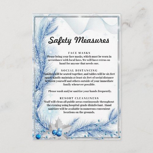 Blue Pine Winter Christmas Safety Measures Enclosure Card