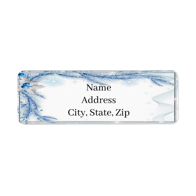 Blue Pine Winter Christmas Wedding Address Labels (Front)