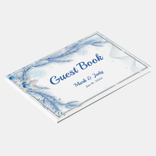 Blue Pine Winter Christmas Wedding Guestbook