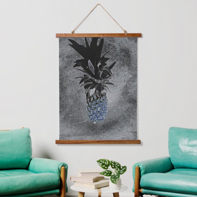 Blue Pineapple Asphalt Texture Industrial Hanging Tapestry (Living Room)