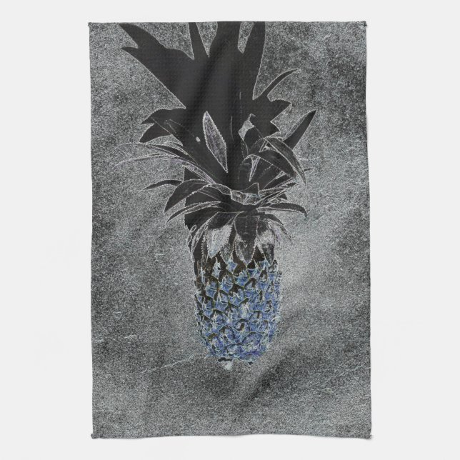 Blue Pineapple Concrete Texture Kitchen Towel (Vertical)