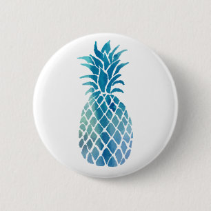 blue pineapple pinback button