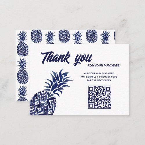  blue pineapple  thank you business card