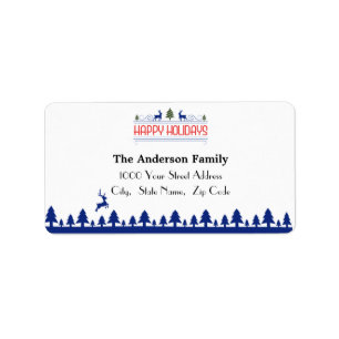 Blue Pines And Deers Return Address Label