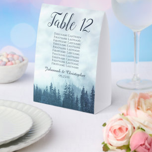 Blue Pines Wedding Table Number Seating Chart Paper Table Tent