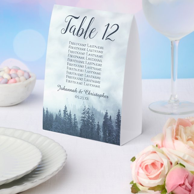 Blue Pines Wedding Table Number Seating Chart Paper Table Tent (Insitu(Wedding))