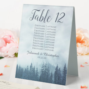 Blue Pines Wedding Table Number Seating Chart Table Tent