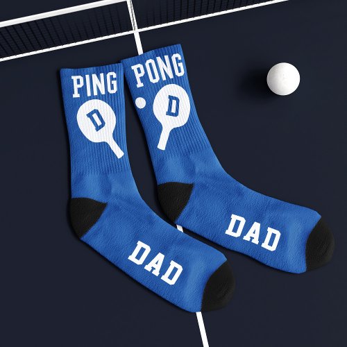 Blue Ping Pong Player DAD Monogram Sports Mens Socks