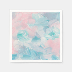 Blue pink abstract brush stroke art. Pastel soft Napkins
