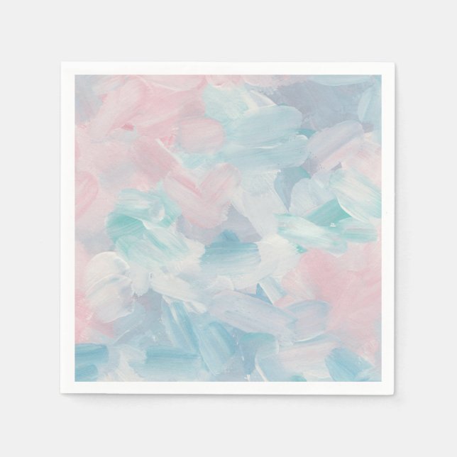 Blue pink abstract brush stroke art. Pastel soft Napkins (Front)
