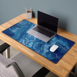 Blue Pink Acrylic Pouring Abstract Fluid Art Desk Mat