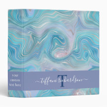 Blue Pink Agate Geode Monogram Script Name