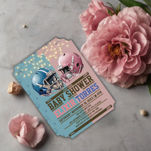 Blue & Pink American Football Helmet Baby Shower Invitation