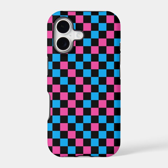 Blue Pink And Black Checkered Pattern  Case-Mate iPhone Case (Back)