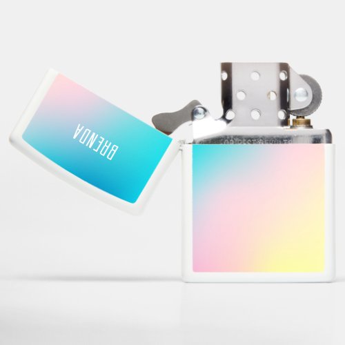 Blue pink and blue gradient custom monogram zippo lighter