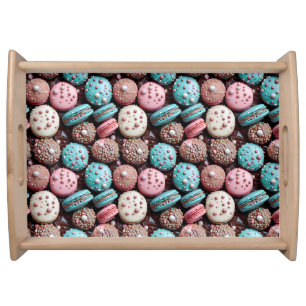 Blue, Pink and Chocolate Macaron Serving Tray