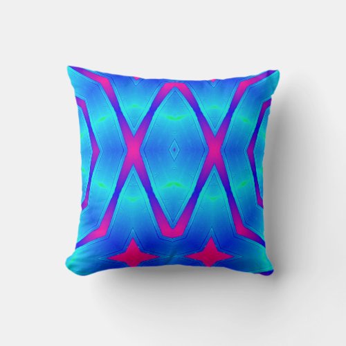  Blue Pink and Green Pattern  Throw Pillow