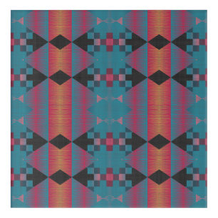 Blue pink and orange geometric abstract acrylic print
