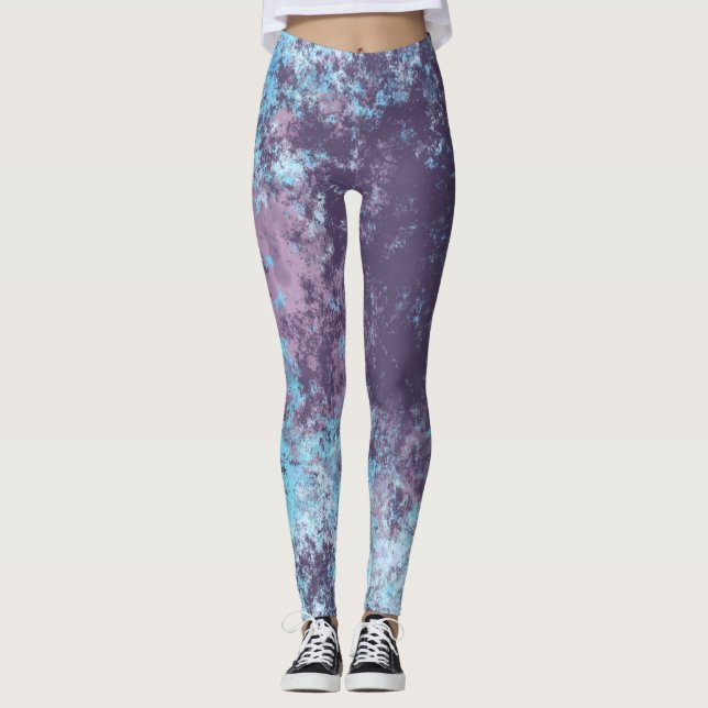 Blue Pink and Purple abstract Leggings (Front)