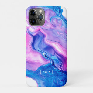 Blue pink and purple geode ink texture iPhone 11 pro case