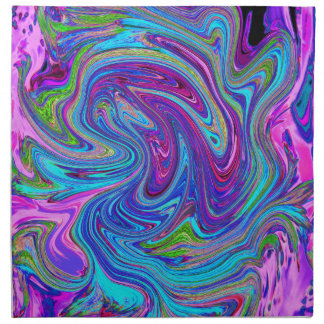 Blue, Pink and Purple Groovy Abstract Retro Art Cloth Napkin
