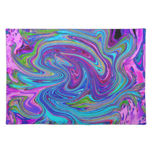 Blue, Pink and Purple Groovy Abstract Retro Art Cloth Placemat
