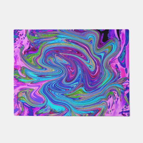 Blue Pink and Purple Groovy Abstract Retro Art Doormat