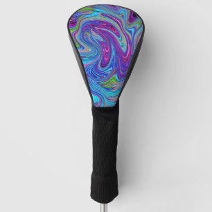 Blue, Pink and Purple Groovy Abstract Retro Art Golf Head Cover