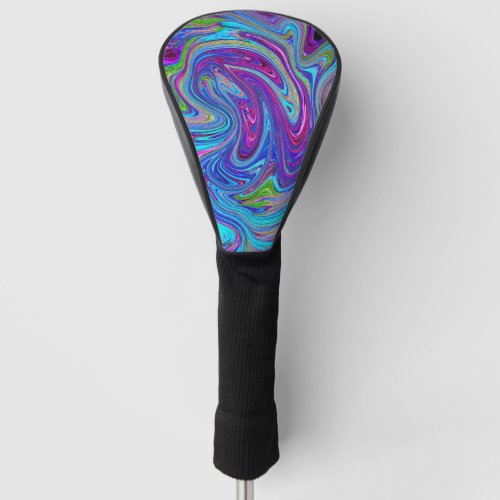 Blue Pink and Purple Groovy Abstract Retro Art Golf Head Cover