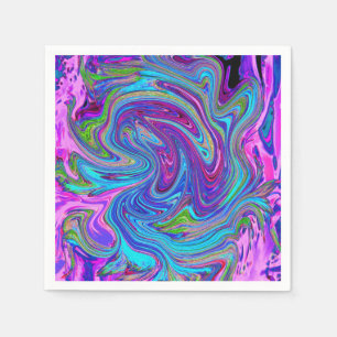 Blue, Pink and Purple Groovy Abstract Retro Art Napkins