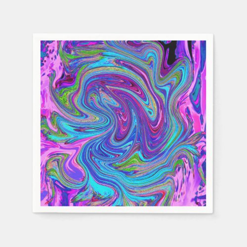 Blue Pink and Purple Groovy Abstract Retro Art Napkins