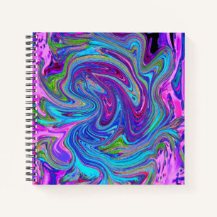 Blue, Pink and Purple Groovy Abstract Retro Art Notebook