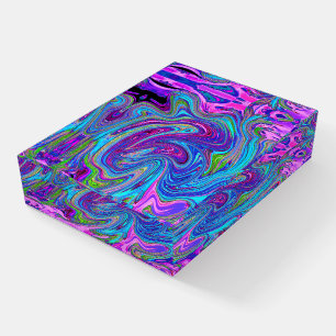 Blue, Pink and Purple Groovy Abstract Retro Art Paperweight