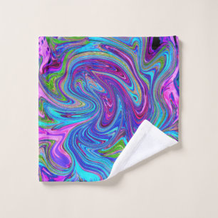 Blue, Pink and Purple Groovy Abstract Retro Art Wash Cloth