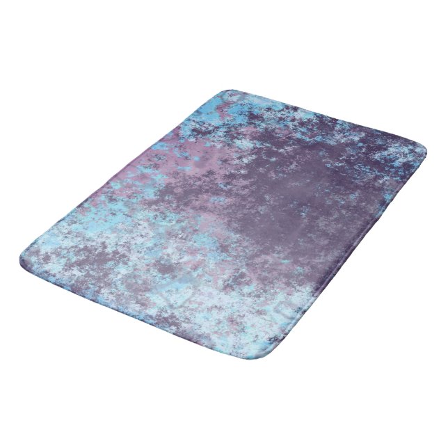 Blue, Pink and Purple Marble Abstract Bath Mat (Angled)