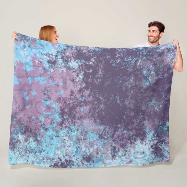 Blue, Pink and Purple Marble Abstract Fleece Blanket (In Situ)