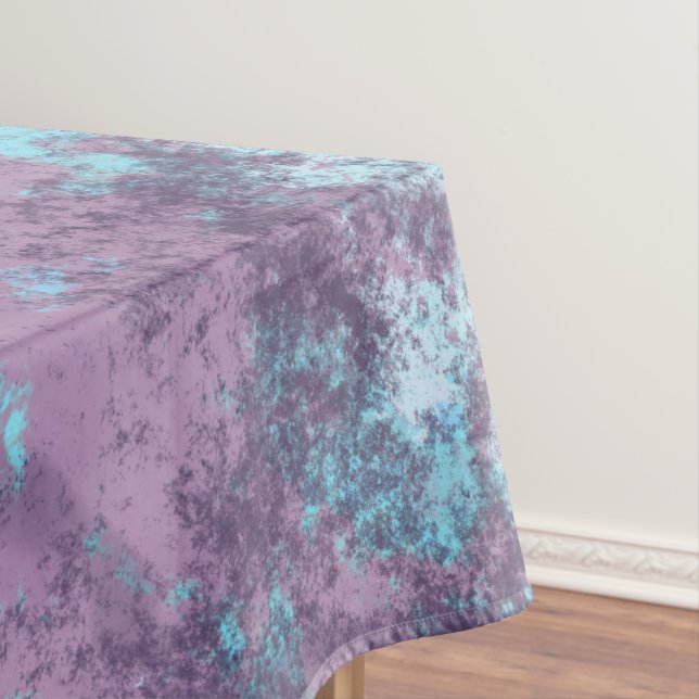 Blue, Pink and Purple Marble Abstract Tablecloth (In Situ)