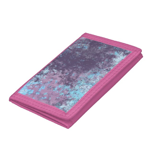 Blue, Pink and Purple Marble Abstract Trifold Wallet (Bottom)