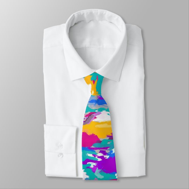 Blue, Pink and Purple  Neck Tie (Tied)