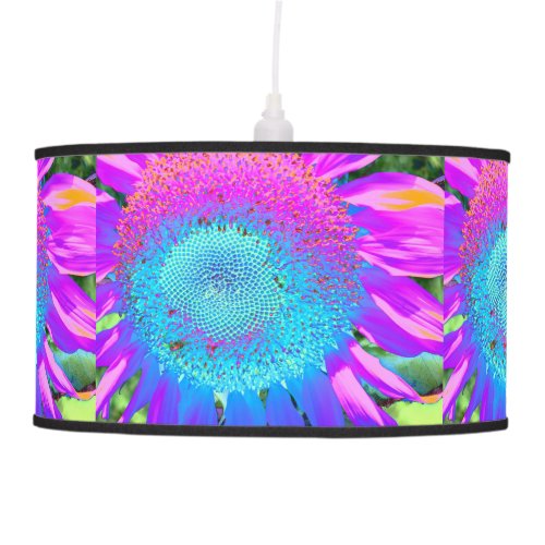 Blue Pink and Purple Sunflower Hanging Lamp