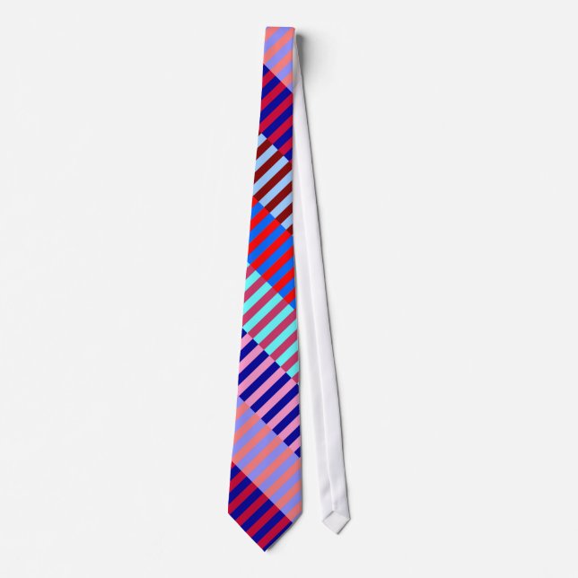 Blue Pink and Red Striped Tie (Front)