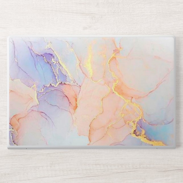 Blue, Pink and  Rose Gold Marble HP Laptop Skin (Front)