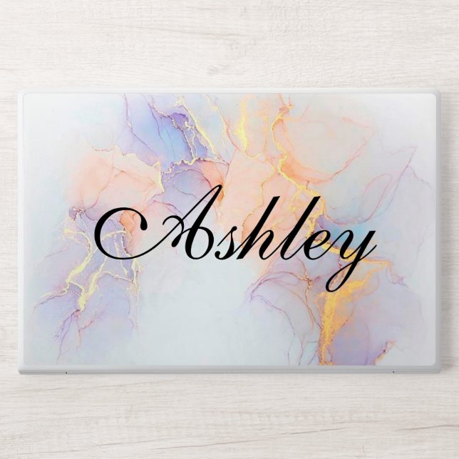 Blue, Pink and  Rose Gold Marble HP Laptop Skin (Front)