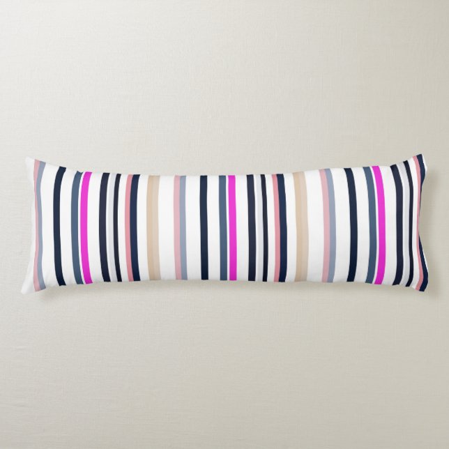 Blue Pink and Sand Stripes Body Pillow (Front)